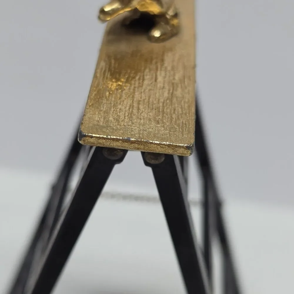 Vintage Jameco Gold Tone Kitten Cat Black Ladder Earrings Holder Stand Organizer